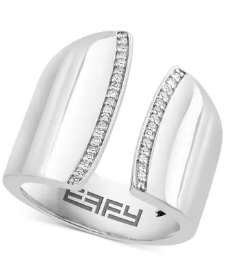 Effy Diamond Wide Cuff Ring (1/10 ct. t.w.) in Sterling Silver