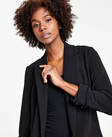 Bar Iii Women's Notch-Lapel Ruched-Sleeve Open-Front Blazer, Created for Macy's