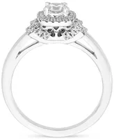 Diamond Halo Engagement Ring (3/8 ct. t.w.) in 14k White Gold