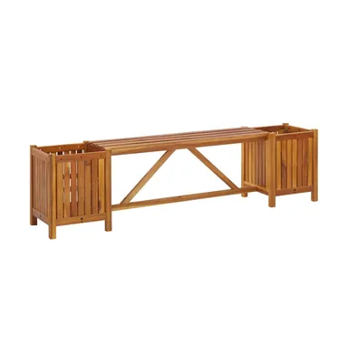 Patio Bench with 2 Planters 59.1"x11.8"x15.7" Solid Acacia Wood