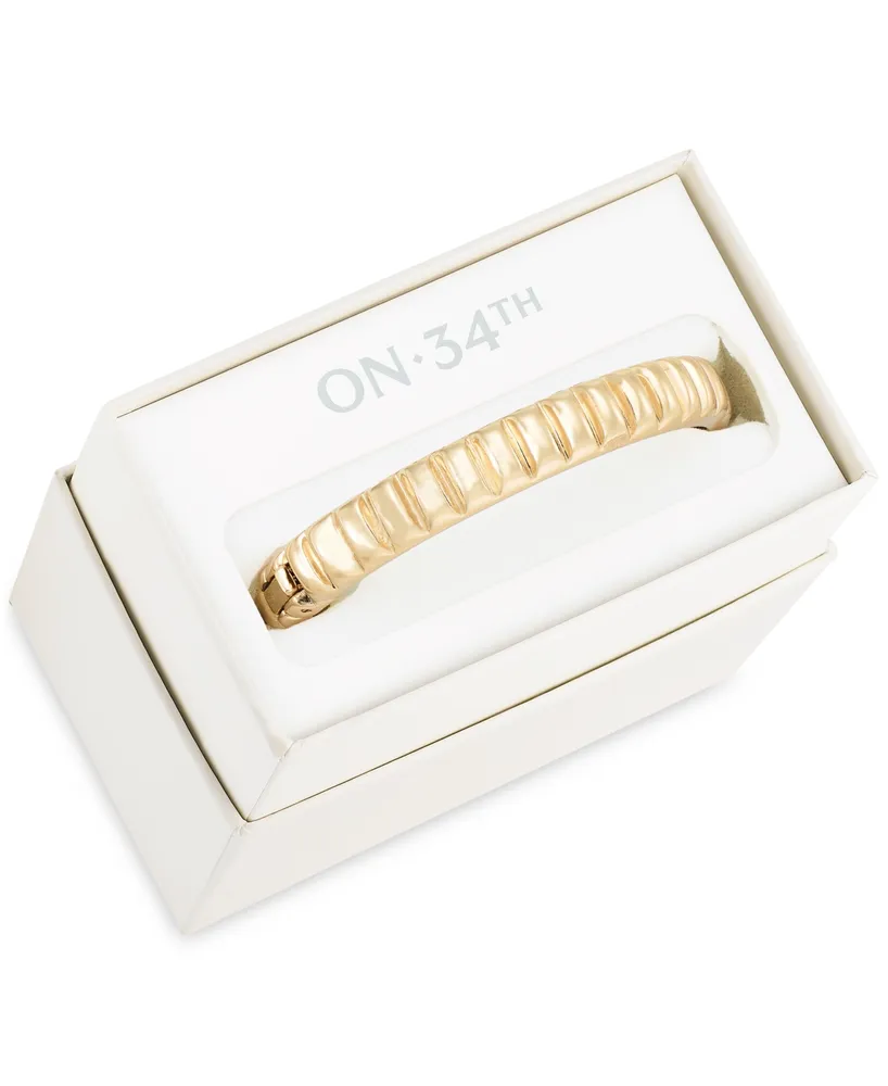 On 34th Gold-Tone Thin Textured Bangle Bracelet, Created for Macy's