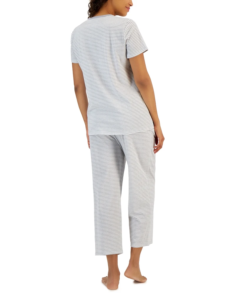 Charter Club Women's 2-Pc. Cotton Printed Cropped Pajamas Set, Created for Macy's