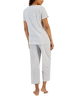 Charter Club Women's 2-Pc. Cotton Printed Cropped Pajamas Set, Created for Macy's