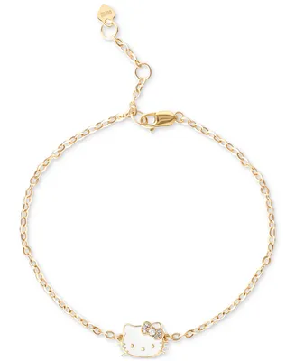 Hello Kitty Diamond Accent & Enamel Link Bracelet in 10k Gold