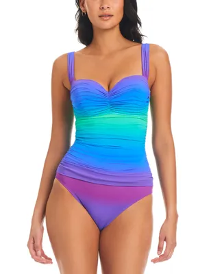 Bleu by Rod Beattie Women's Heat Of The Moment Shirred Bandeau One-Piece Swimsuit