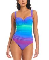 Bleu by Rod Beattie Women's Heat Of The Moment Shirred Bandeau One-Piece Swimsuit