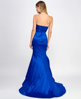 B Darlin Juniors' Bow-Trim Strapless Mermaid Gown, Created for Macy's