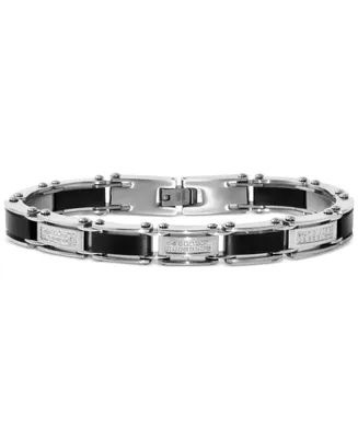 Men's Diamond Link Bracelet (1/4 ct. t.w.) in Stainless Steel & Black Ion-Plate