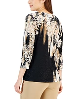 Jm Collection Women's Print 3/4-Sleeve Top, Created for Macy's