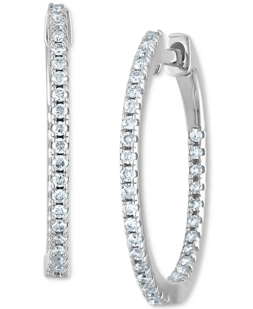 Diamond In & Out Small Hoop Earrings (1/4 ct. t.w.) in 10k White Gold