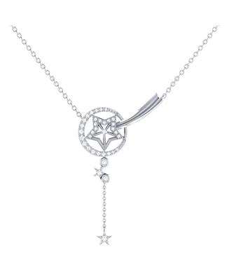 LuvMyJewelry Stella Comet Design Sterling Silver Diamond Drop Women Necklace