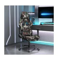 Massage Gaming Chair with Footrest Black and Camouflage Fabric