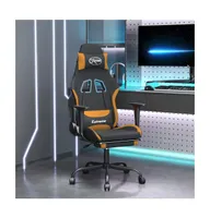 Gaming Chair with Footrest Black and Fabric