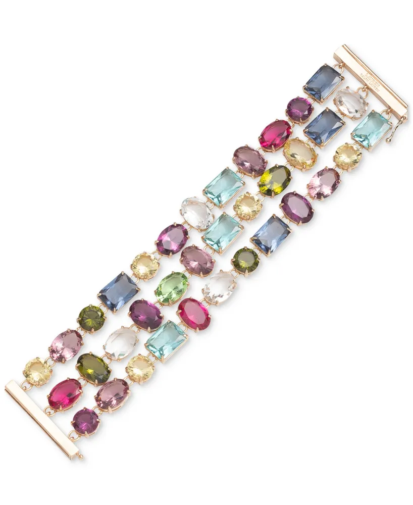 Lauren Ralph Lauren Gold-Tone Multicolor Stone Triple-Row Flex Bracelet