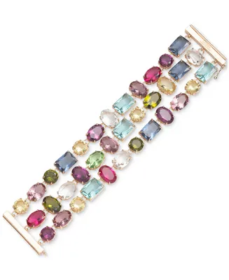 Lauren Ralph Lauren Gold-Tone Multicolor Stone Triple-Row Flex Bracelet