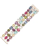 Lauren Ralph Lauren Gold-Tone Multicolor Stone Triple-Row Flex Bracelet