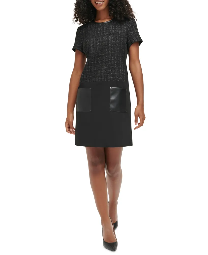 Karl Lagerfeld Paris Women's Mixed-Media Sheath Dress