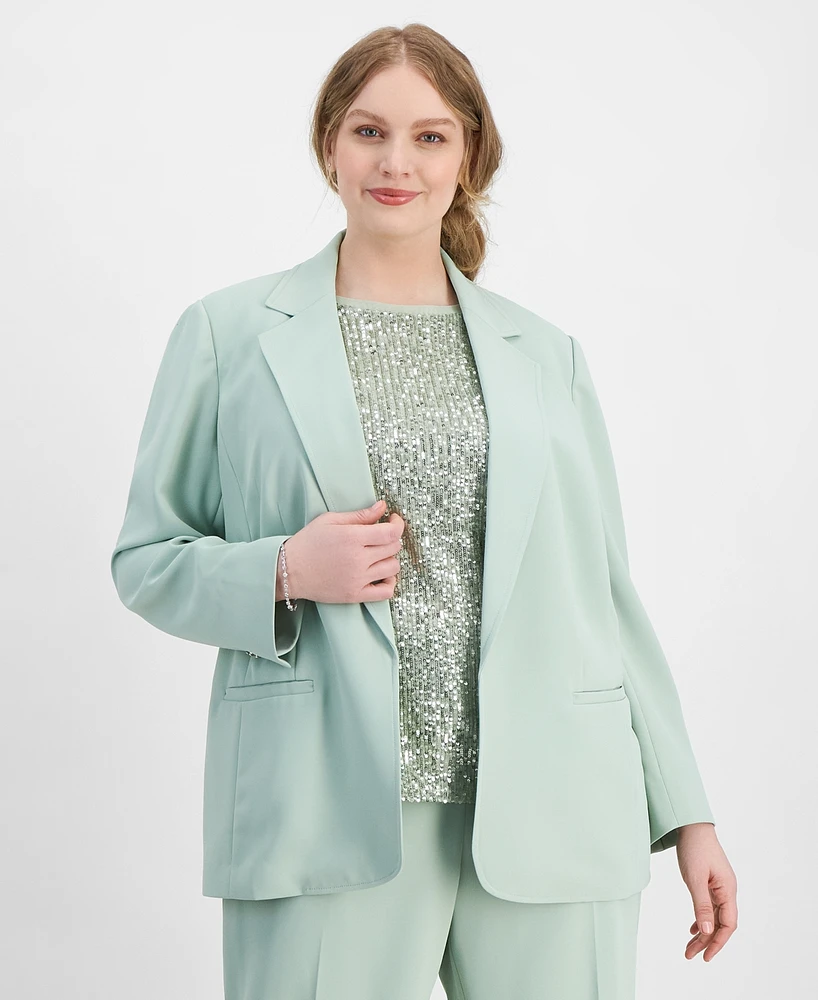 Anne Klein Plus Size Notched-Collar Open-Front Blazer