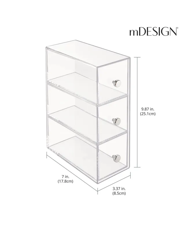 mDesign Plastic Stackable 2-Tier Kitchen Drawer Organizer Tray Bin, Clear 