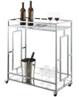 Convenience Concepts 29.25" Chrome Town Square Mirrored Bar Cart