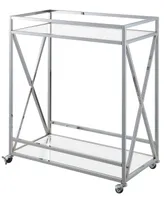 Convenience Concepts 29.25" Chrome Oxford Glass Bar Cart With Shelf