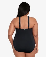 Lauren Ralph Plus Tummy-Control High-Neck One-Piece Swimsuit