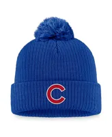 Women's Fanatics Royal Chicago Cubs Run The Bases Long Sleeve T-shirt and Cuffed Knit Hat with Pom Combo Set