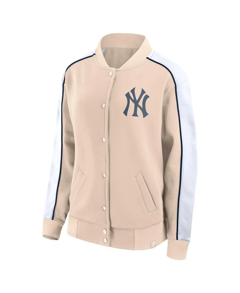 Women's Fanatics Tan New York Yankees Luxe Lounge Full-Snap Jacket