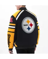 Men's G-iii Sports by Carl Banks Black Pittsburgh Steelers Power Forward Racing Full-Snap Jacket