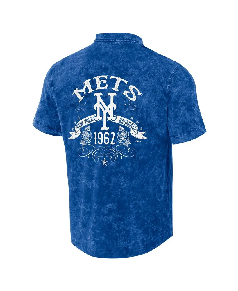 Men's Darius Rucker Collection by Fanatics Royal Distressed New York Mets Denim Team Color Button-Up Shirt