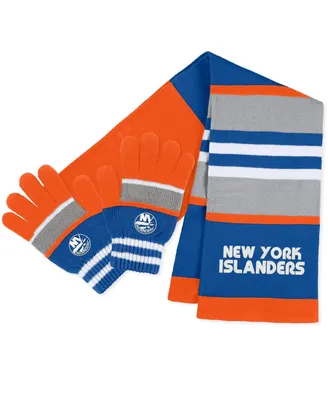 Women's Wear by Erin Andrews New York Islanders Stripe Glove and Scarf Set