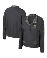 Women's Colosseum Heather Charcoal Notre Dame Fighting Irish Oht Military-Inspired Appreciation Payback Henley Thermal Sweatshirt