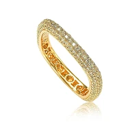 Suzy Levian New York Sterling Silver Cubic Zirconia Thin Modern Pave Square Eternity Band Ring