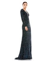 Women's Ieena Sequined V-Neck Long Sleeve Gown