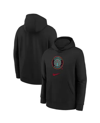 Big Boys Nike Black Distressed Washington Wizards 2023/24 City Edition Essential Pullover Hoodie