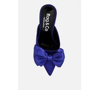 Rag & Co Elisda Womens Embellished Bow High Heel Mules