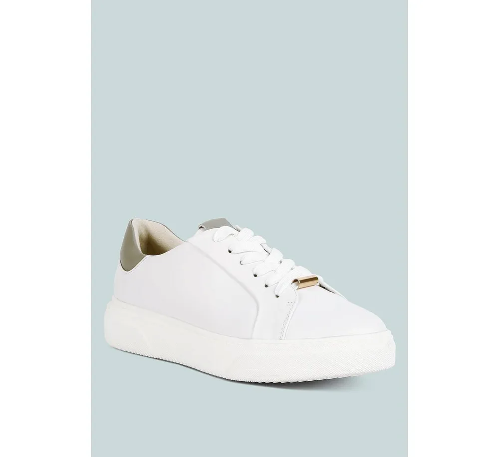 Schick Womens Lace Up Leather Sneakers