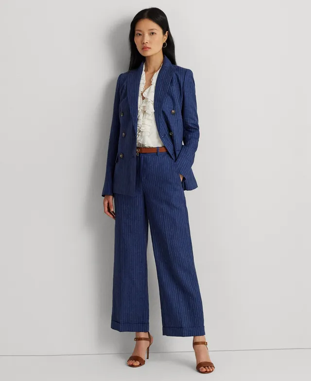 Lauren Ralph Lauren Women's Pinstripe Double-Breasted Linen Blazer