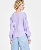 On 34th Women's Pointelle-Rib Long-Sleeve Top, Created for Macy's