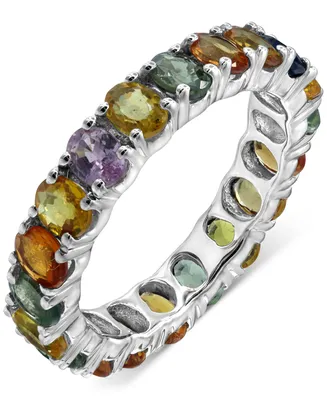 Multi-Sapphire Eternity Band (5 ct. t.w.) in Sterling Silver