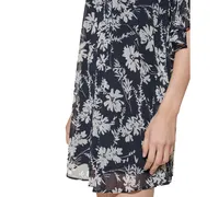 Calvin Klein Women's 3/4-Sleeve Printed Chiffon Dress