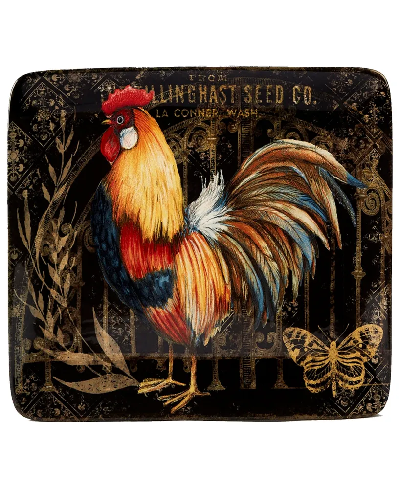 Certified International Gilded Rooster Rectangular Platter