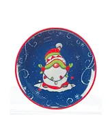 Holiday Magic Gnomes 4 Piece Dessert Plate Set