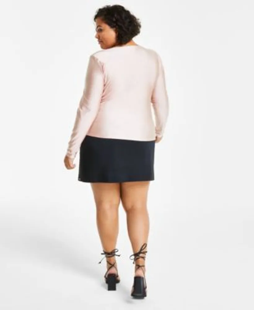 Bar Iii Trendy Plus Size Cowlneck Top Studded Slit Mini Skirt Created For Macys