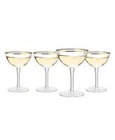 The Wine Savant Gold Rim Coupe Glasses, Set of 4