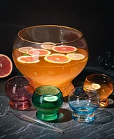 The Wine Savant Colorful Punch Bowl & Glasses Set, 6 Piece Set