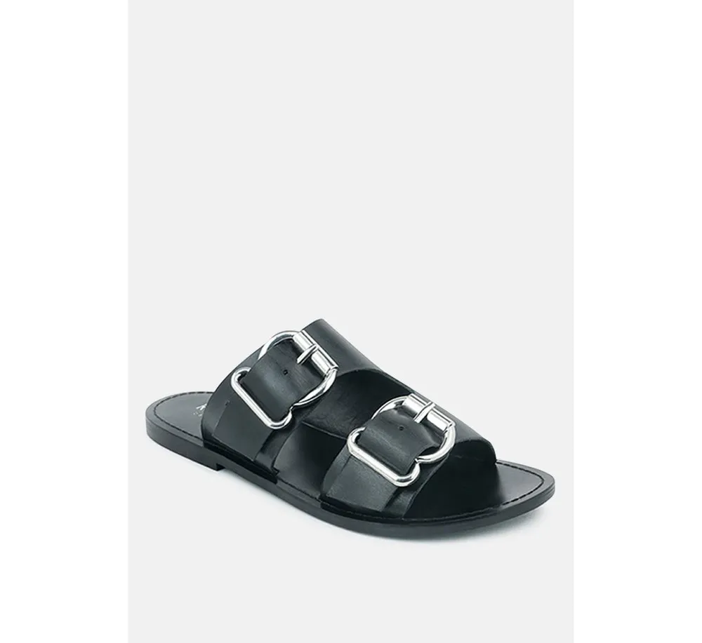 Kelly Womens Flat Sandal with Buckle Straps