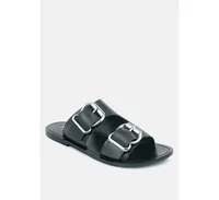 Kelly Womens Flat Sandal with Buckle Straps