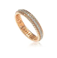 Suzy Levian New York Rosed Sterling Silver Cubic Zirconia French Filigree Eternity Band Ring