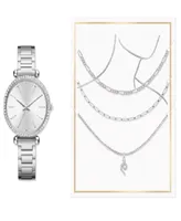 Jessica Carlyle Women's Quartz Silver-Tone Alloy Watch 33mm Gift Set